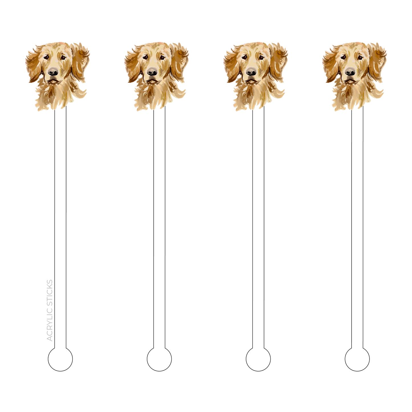 GOLDEN RETRIEVER PROFILE ACRYLIC STIR STICKS