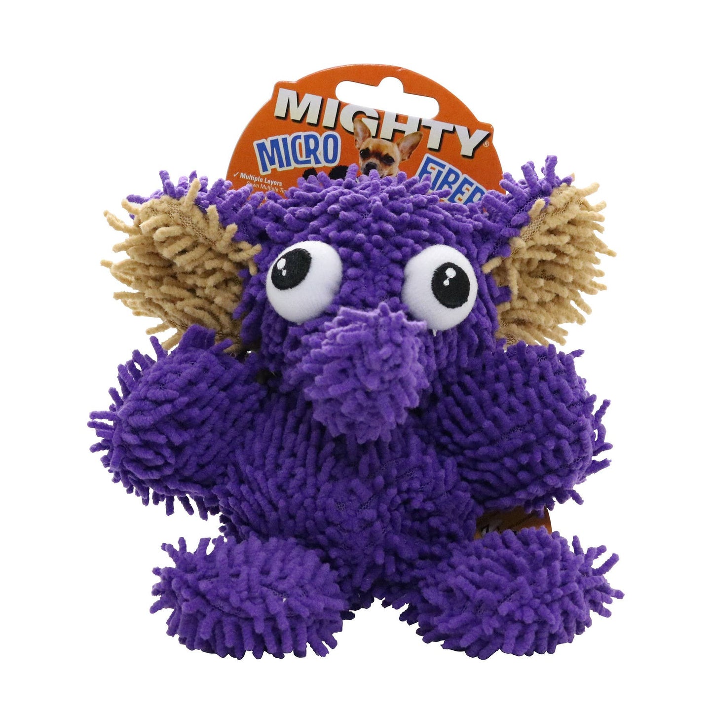 Mighty Jr Microfiber Ball Elephant, Durable, Squeaky Dog Toy