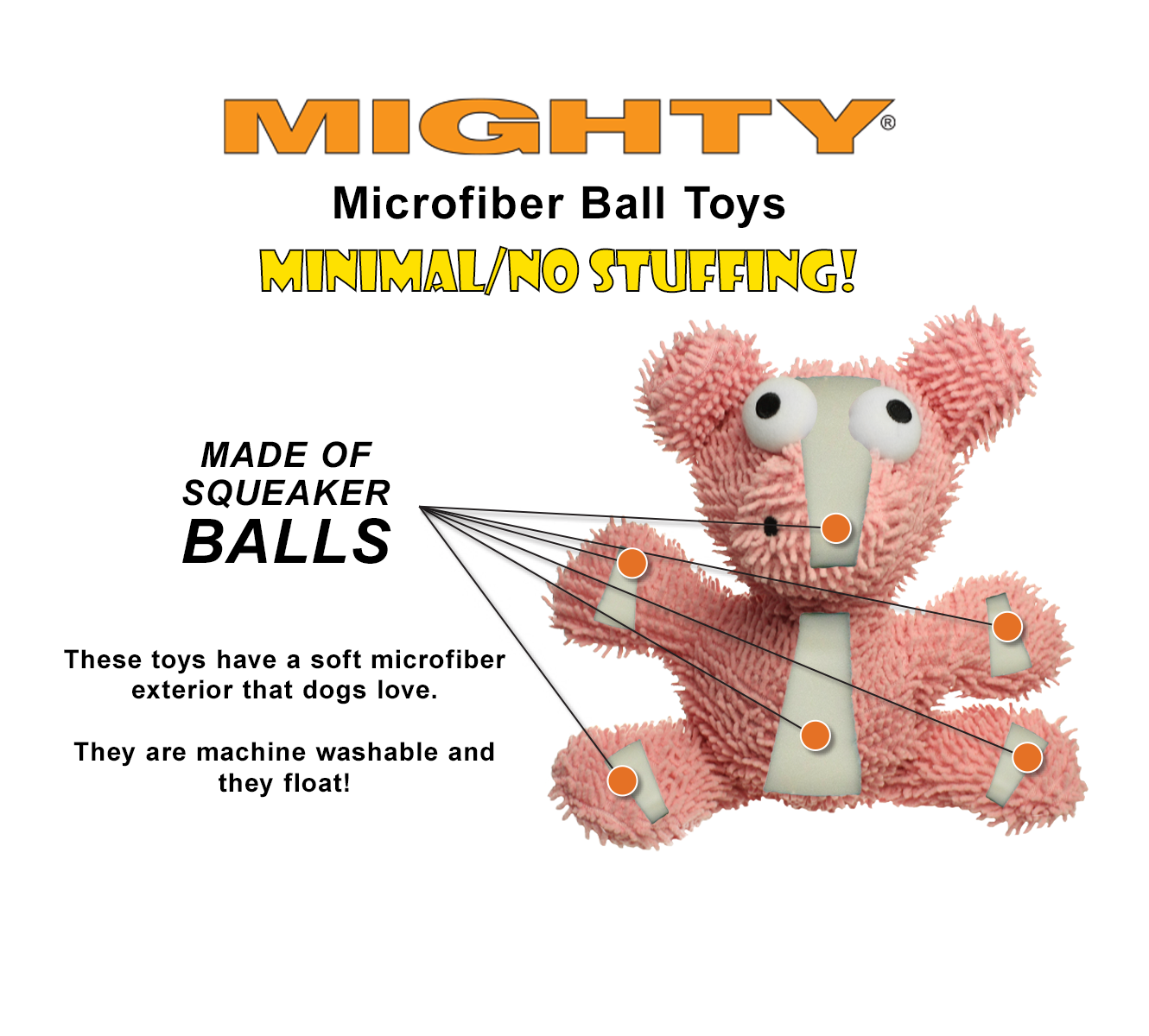 Mighty Jr Microfiber Ball Rabbit, Durable, Squeaky Dog Toy