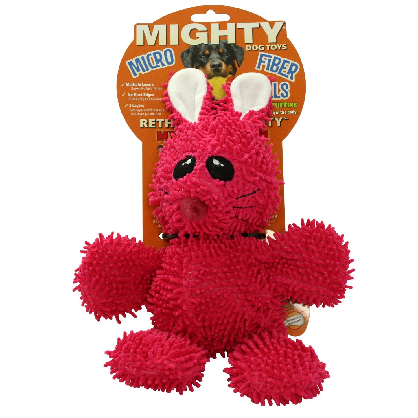 Mighty Microfiber Ball Med Rabbit, Durable, Squeaky Dog Toy