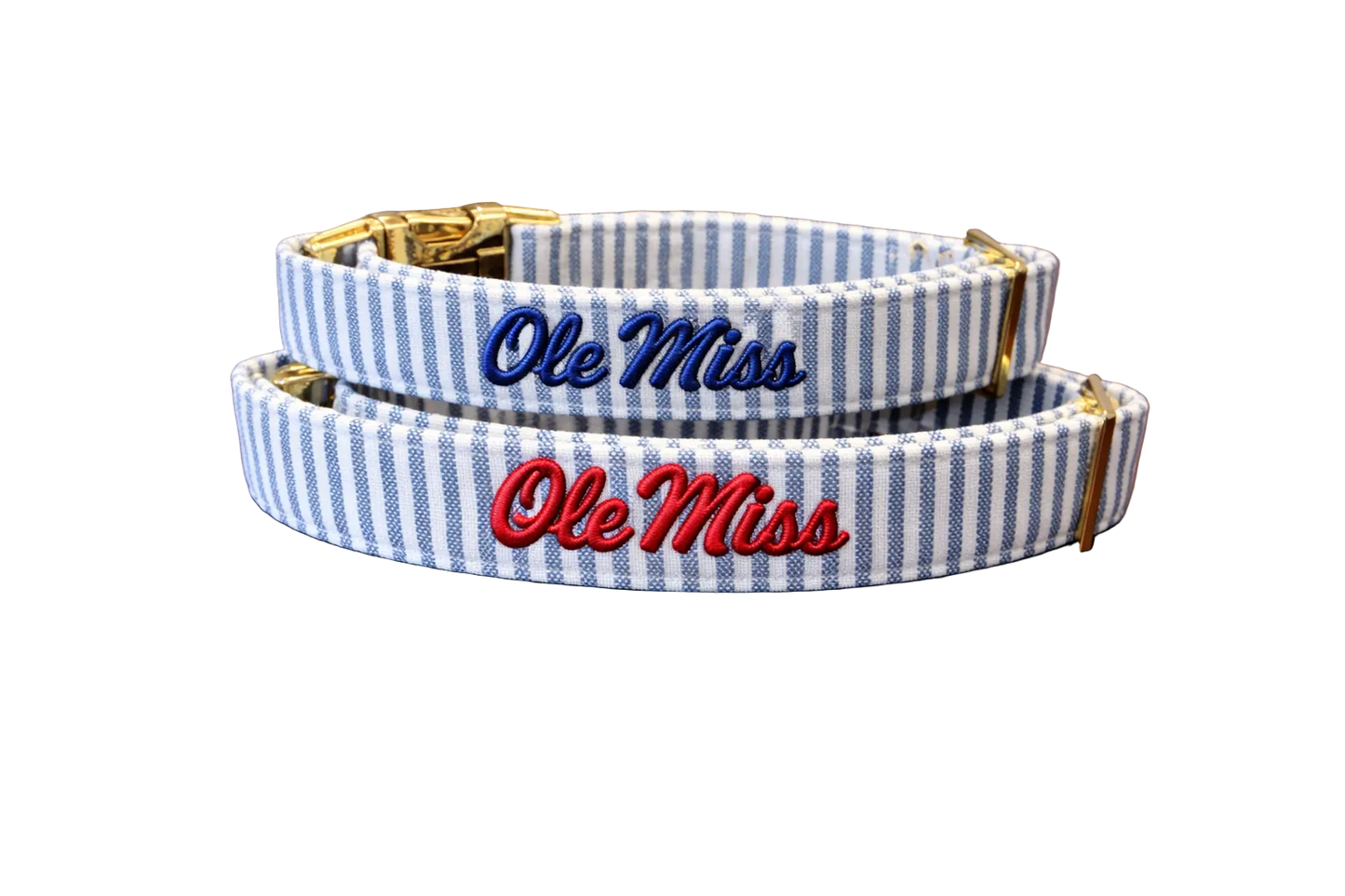 Ole Miss Seersucker Dog Collar