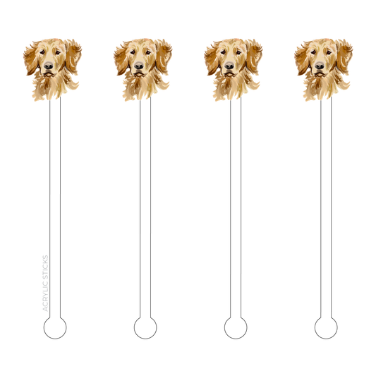 GOLDEN RETRIEVER PROFILE ACRYLIC STIR STICKS