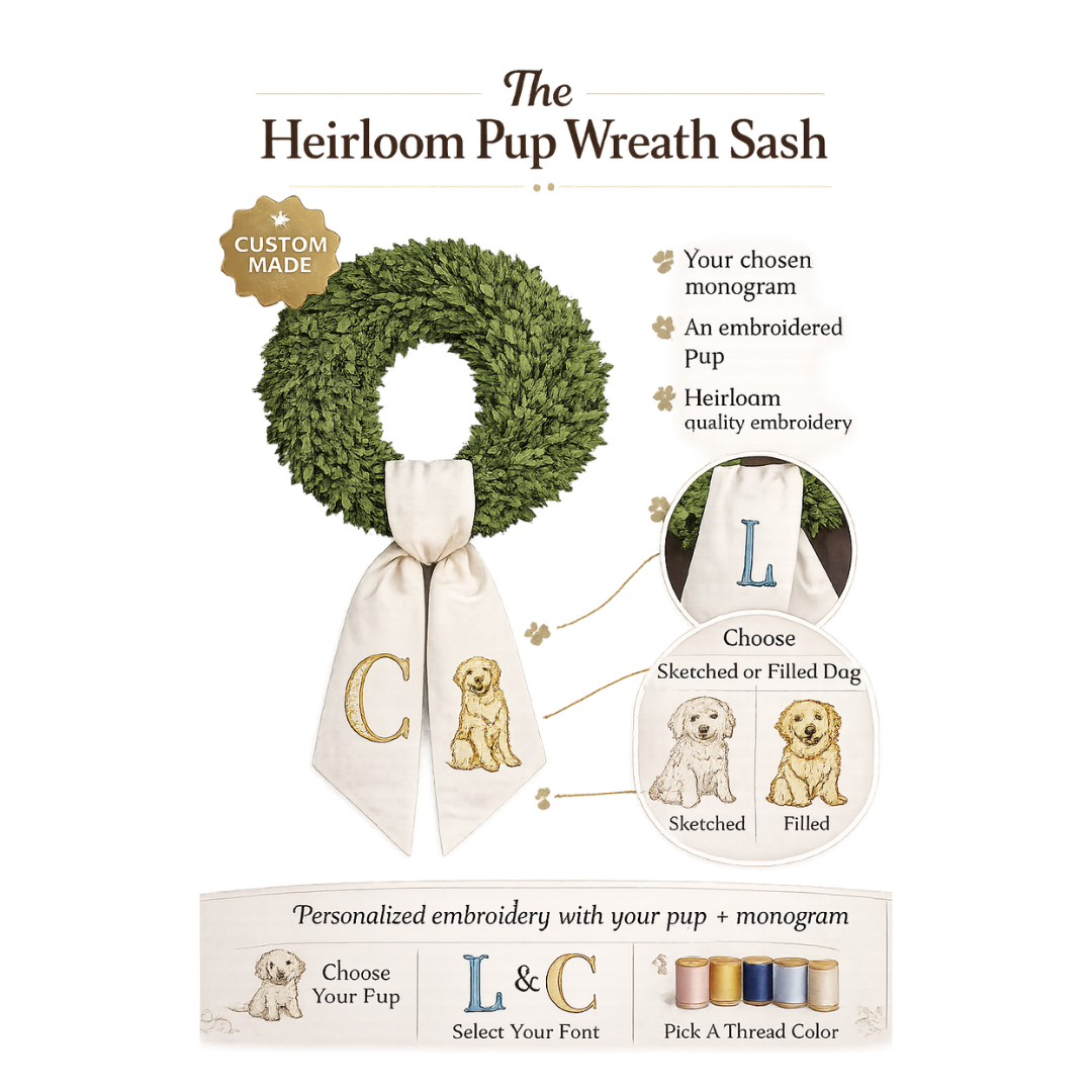 Heirloom Pup Wreath Sash