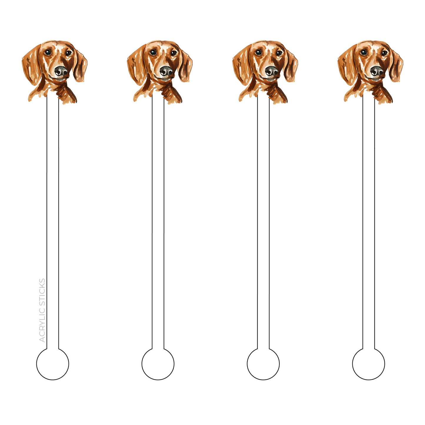 RED DACHSHUND PROFILE ACRYLIC STIR STICKS