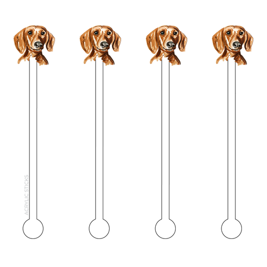 RED DACHSHUND PROFILE ACRYLIC STIR STICKS