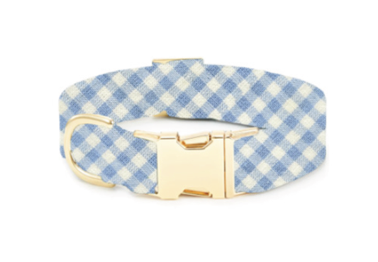 Sky Blue Gingham Spring Dog Collar