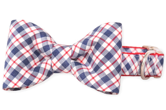 Palmetto Plaid Bow Tie Dog Collar