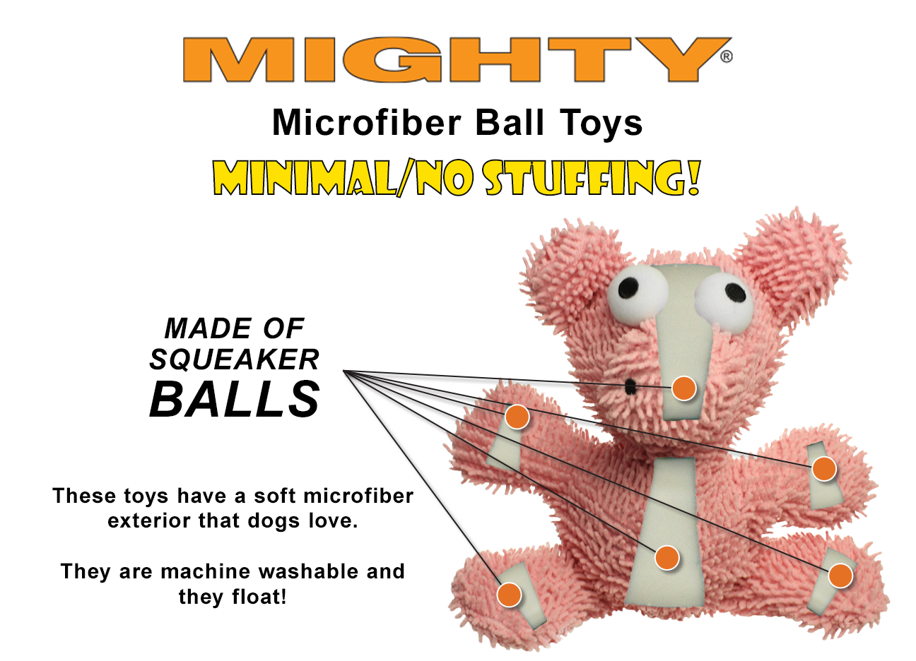 Mighty Microfiber Ball Pig, Durable, Squeaky Dog Toy
