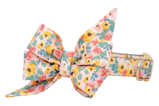Fairytale Floral Belle Bow Dog Collar